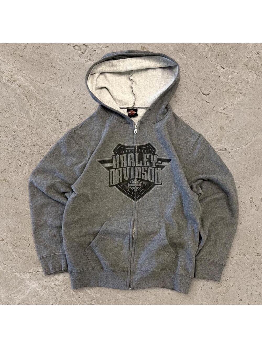 Beautiful vintage Y2K Harley Davidson gray zip up hoodie